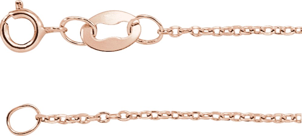 10K Rose Gold 1 mm Diamond-Cut Cable 20" Chain