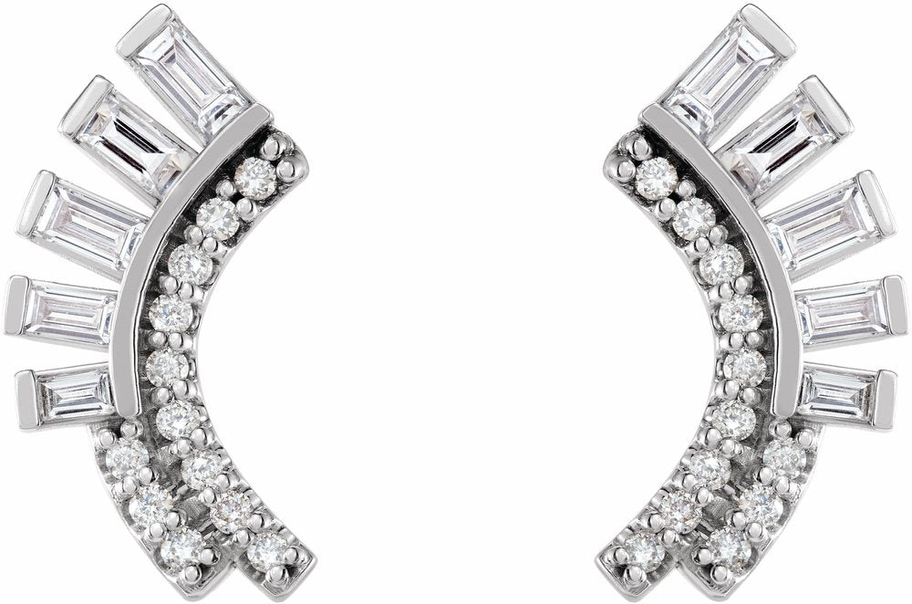 14K White Gold 1/3 CTW Natural Diamond Fan Earrings