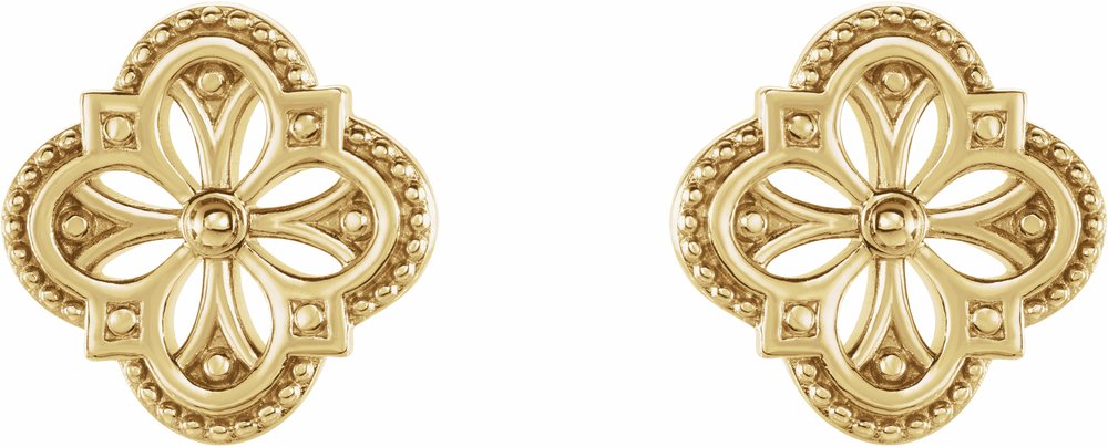 14K Yellow Vintage-Inspired Clover Earrings