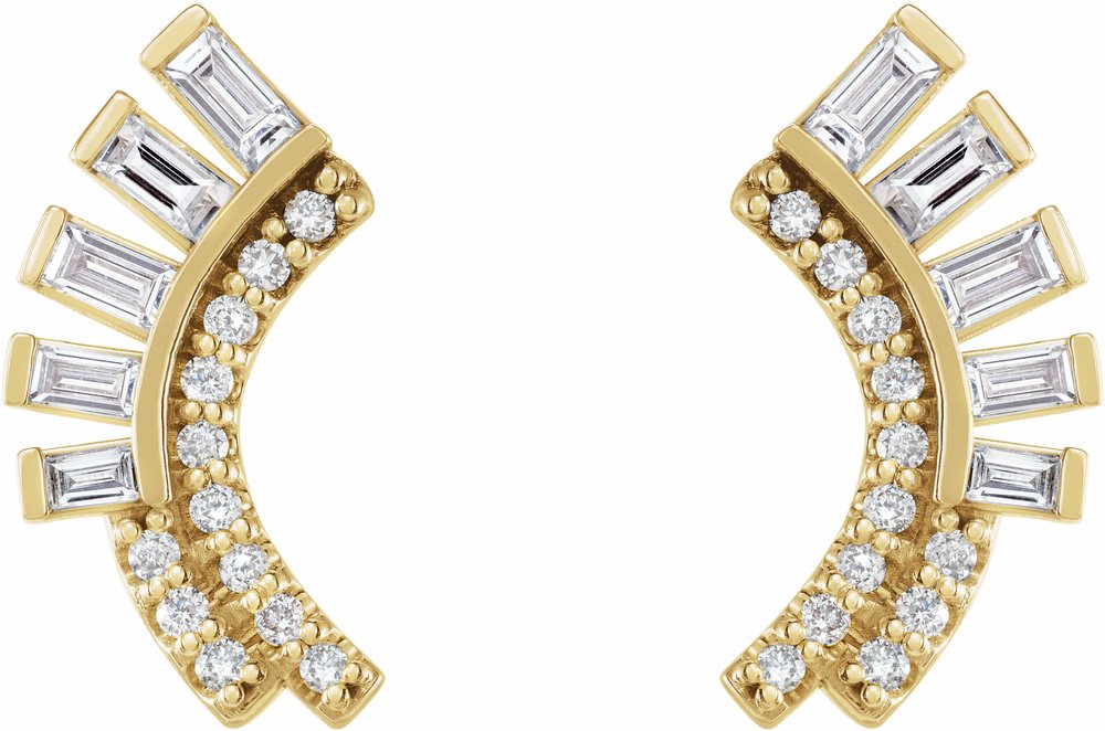 14K Yellow 1/3 CTW Natural Diamond Fan Earrings