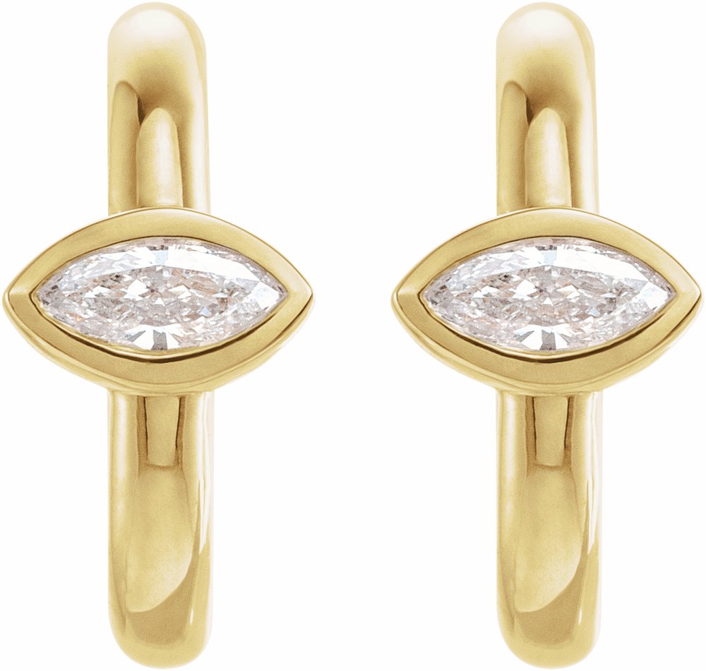 14K Yellow Gold 1/8 CTW Natural Diamond Huggie Hoop Earrings