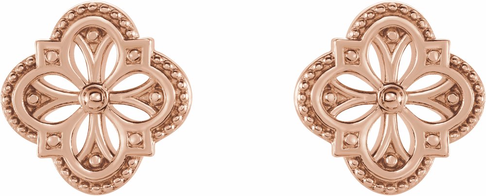 14K Rose Vintage-Inspired Clover Earrings