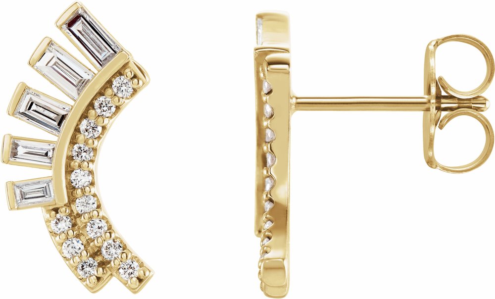 14K Yellow 1/3 CTW Natural Diamond Fan Earrings