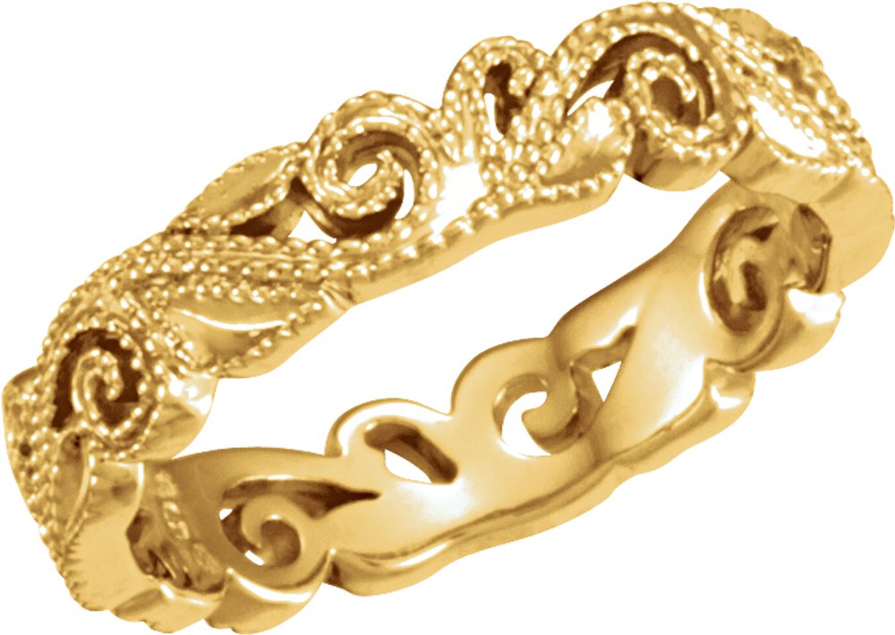 14K Yellow Gold 4.5 mm Sculptural Band Size 6.5