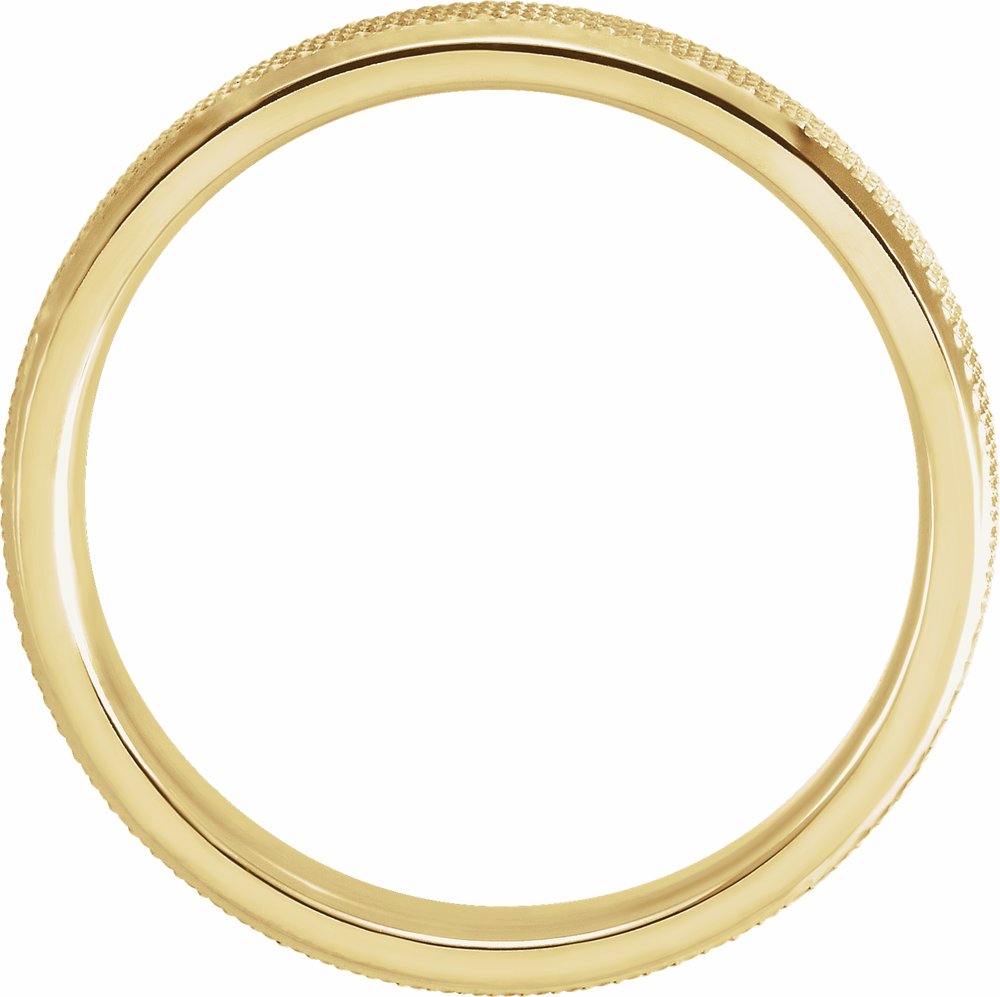 14K Yellow 4 mm Knurled Beveled-Edge Band