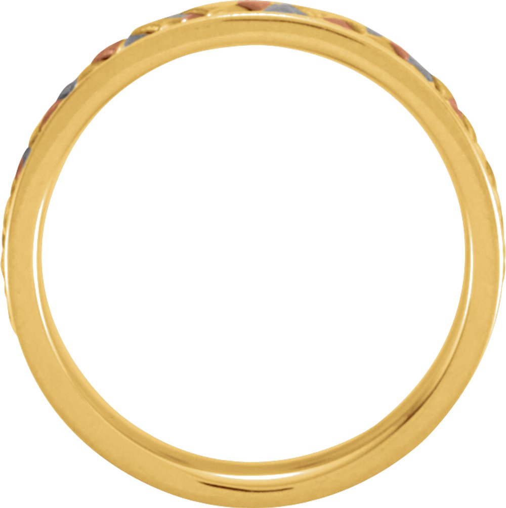 14K Yellow/White/Rose Gold 5 mm Hand-Woven Comfort-Fit Flat Band Size 9.5
