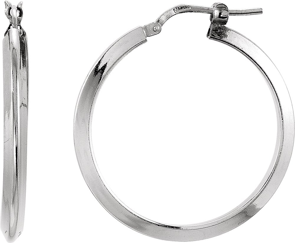 Sterling Silver Knife-Edge Tube 24 mm Hoop Earrings