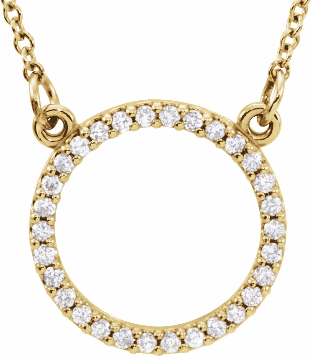 14K Yellow 1/8 CTW Natural Diamond Circle 16" Necklace