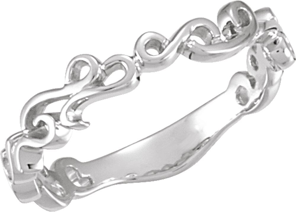 14K White Gold 4 mm Scroll Design Band