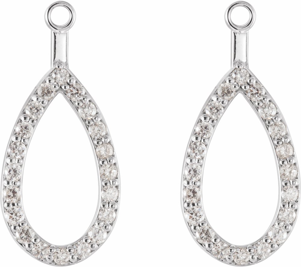 14K White Gold 1/4 CTW Natural Diamond Teardrop Earring Jackets