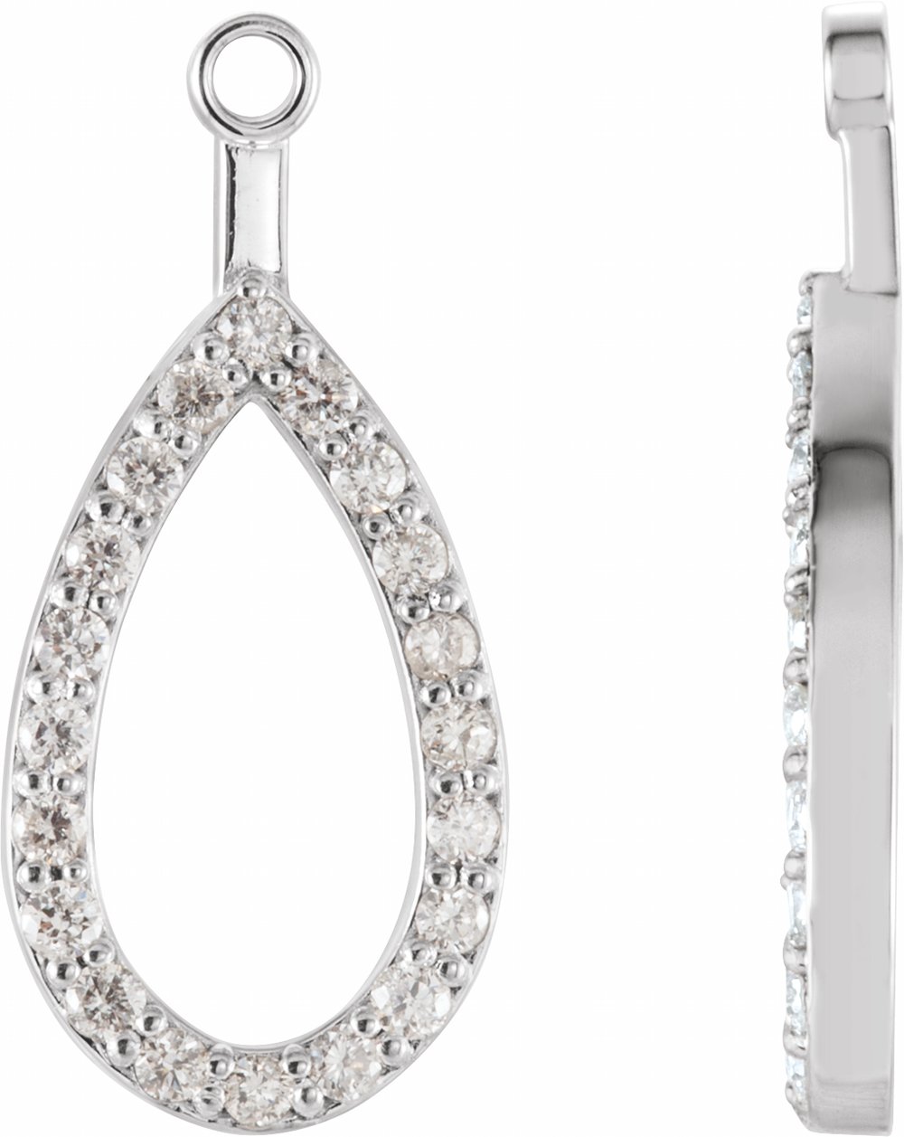 14K White Gold 1/5 CTW Natural Diamond Teardrop Earring Jackets