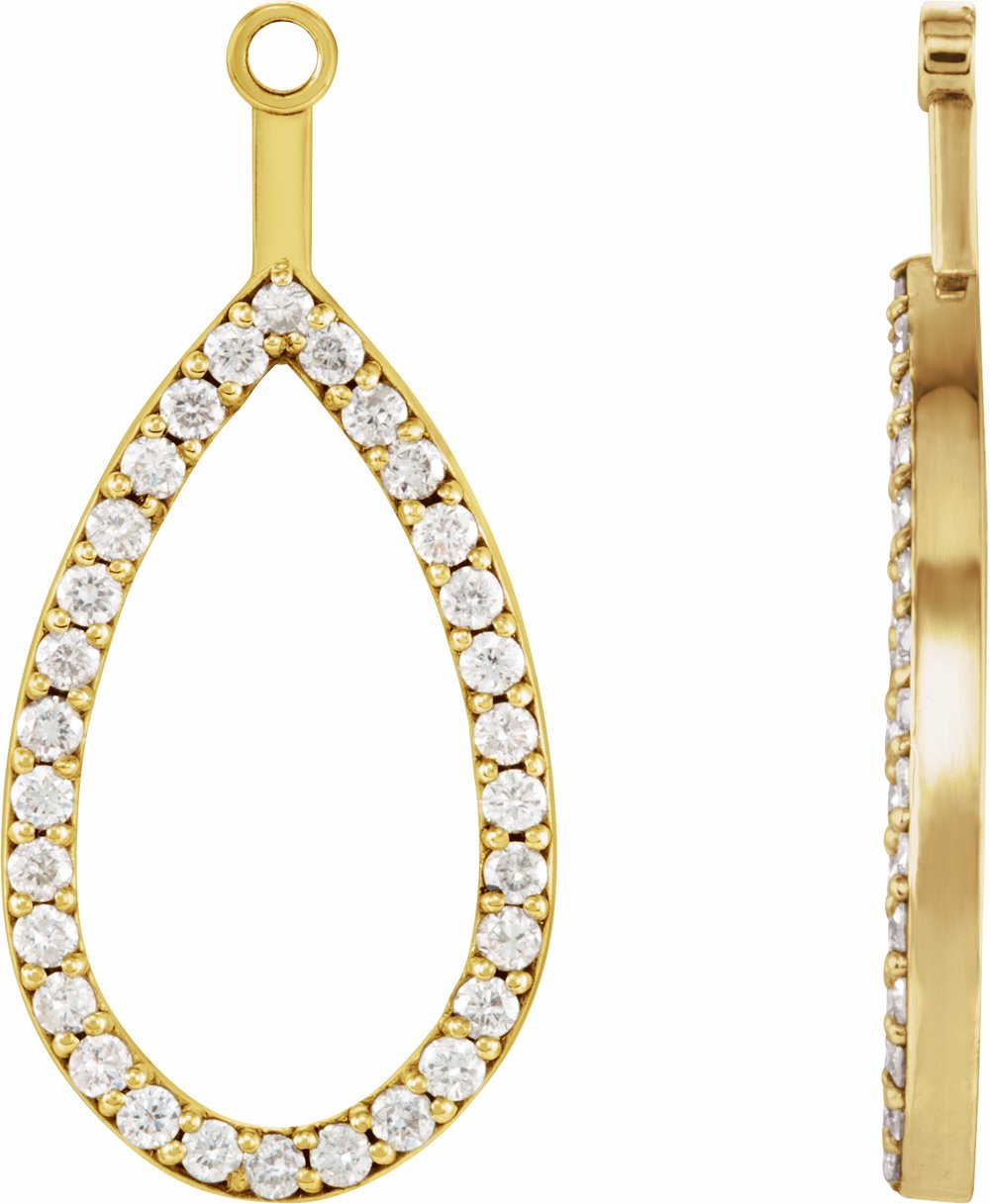 14K Yellow Gold 1/4 CTW Natural Diamond Teardrop Earring Jackets