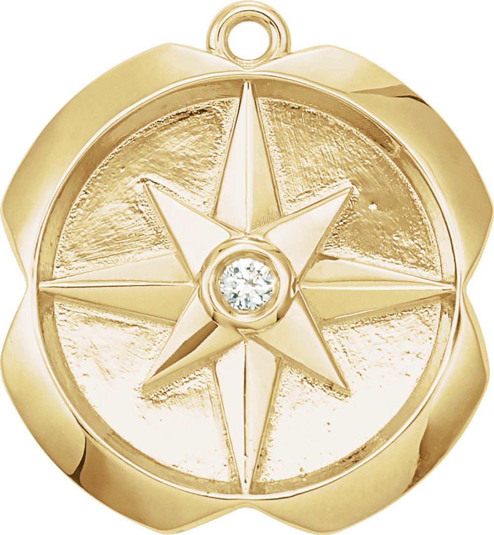 14K Yellow .01 CT Natural Diamond Star Dangle