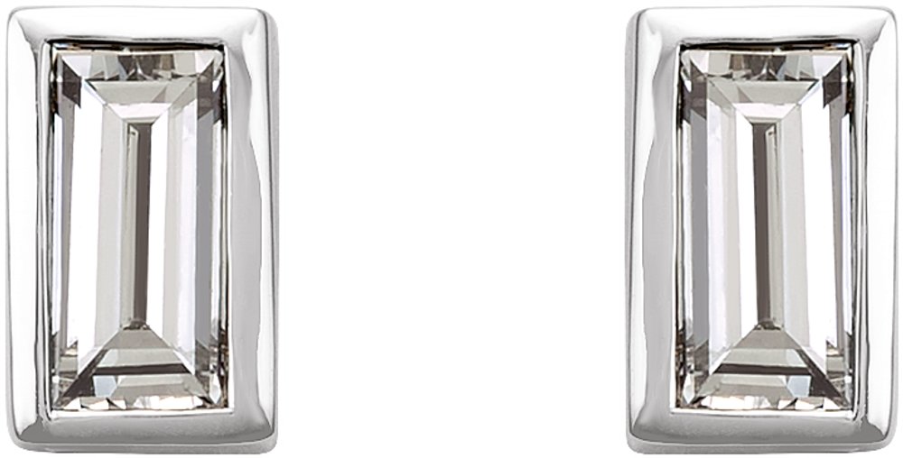 14K White .08 CTW Natural Diamond Bezel-Set Earrings