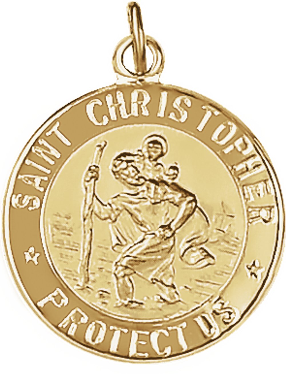 14K Yellow Gold 15 mm St. Christopher Medal