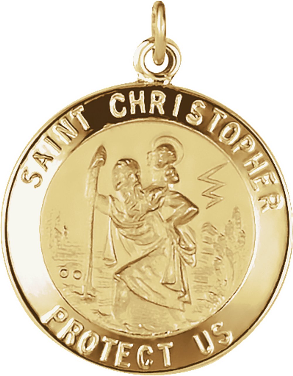 14K Yellow Gold 20 mm St. Christopher Medal