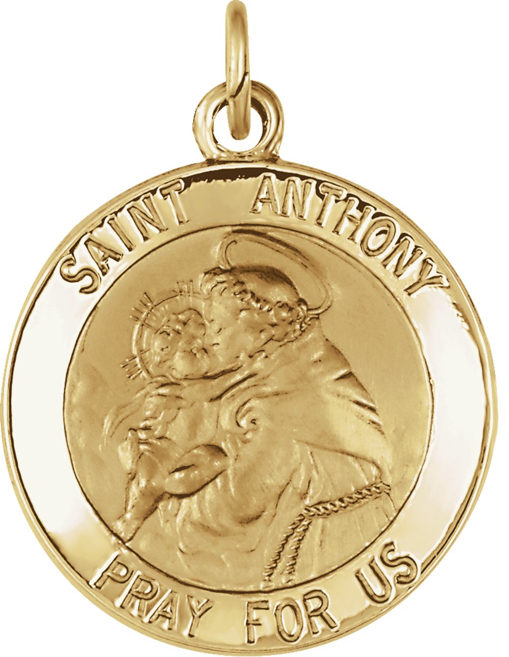 14K Yellow Gold 18 mm St. Anthony Medal