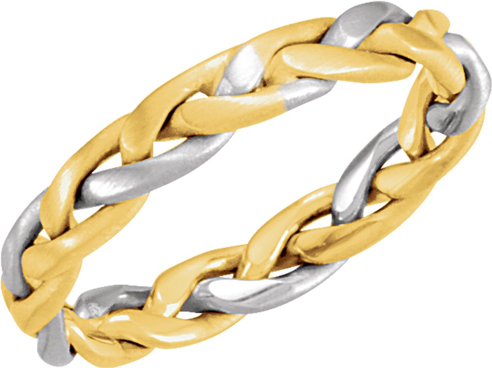 14K Yellow/White Gold 3.5 mm Hand-Woven Band Size 7