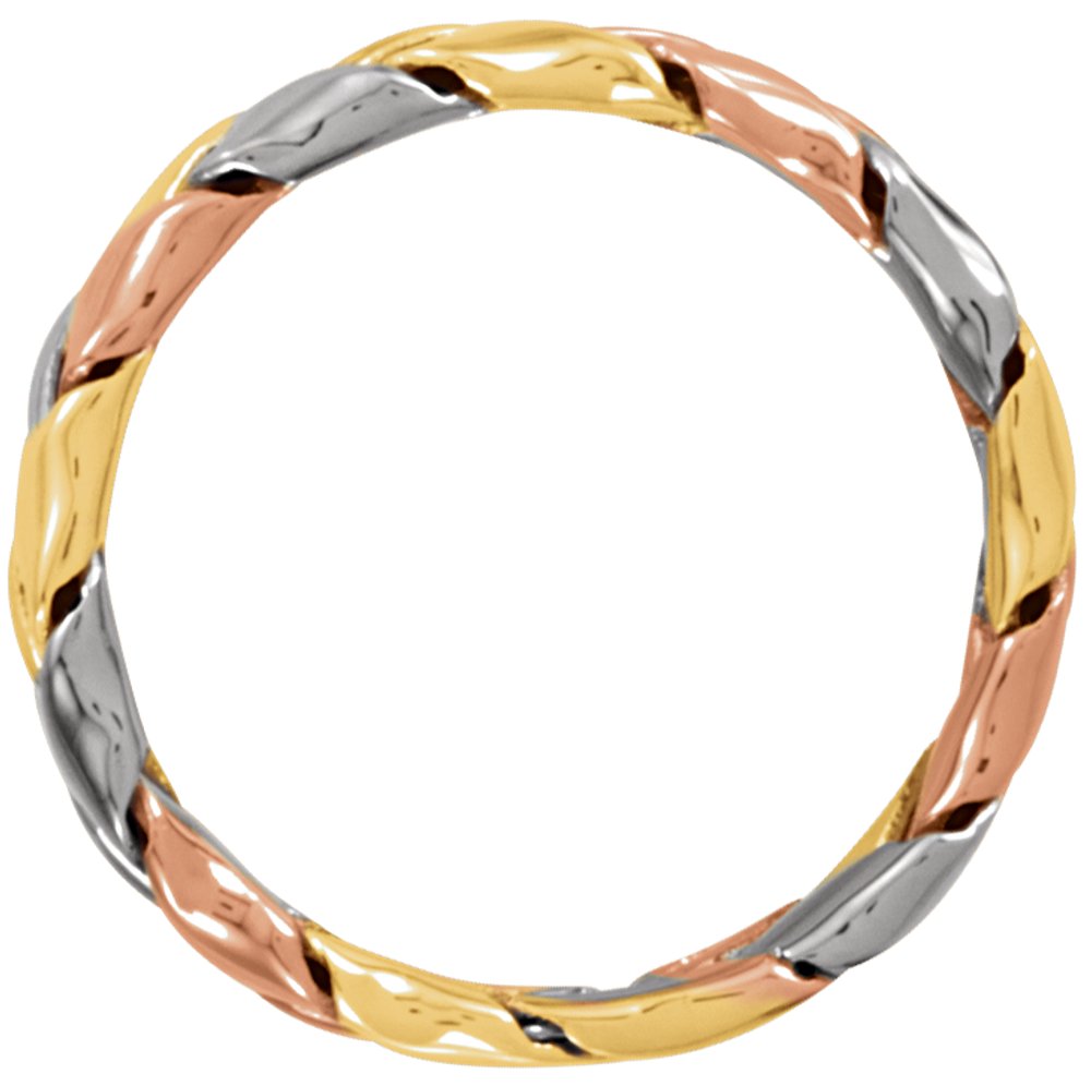 14K Yellow/White/Rose Gold 5.5 mm Woven Band Size 9