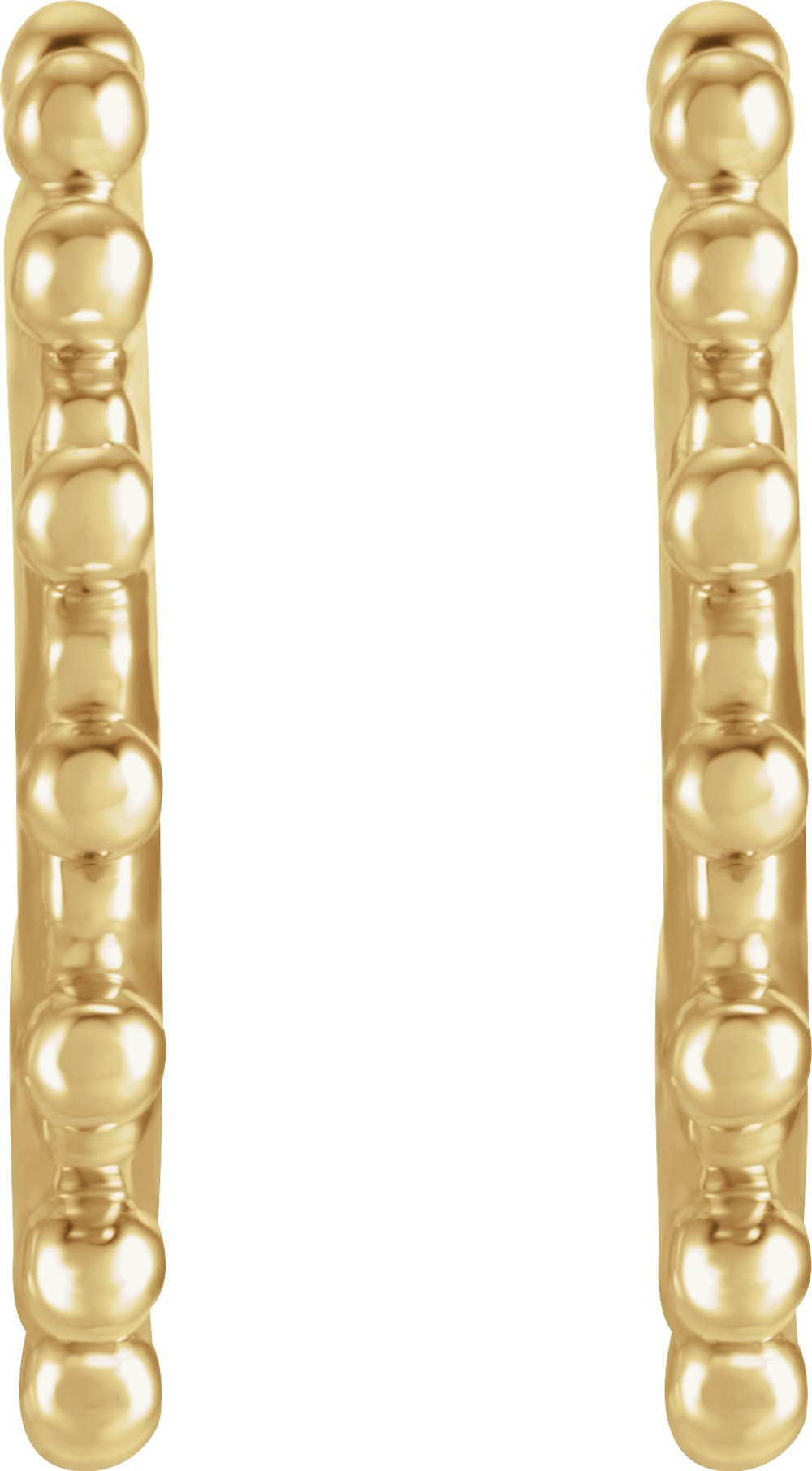 14K Yellow Beaded 12.1 mm Hoop Earrings