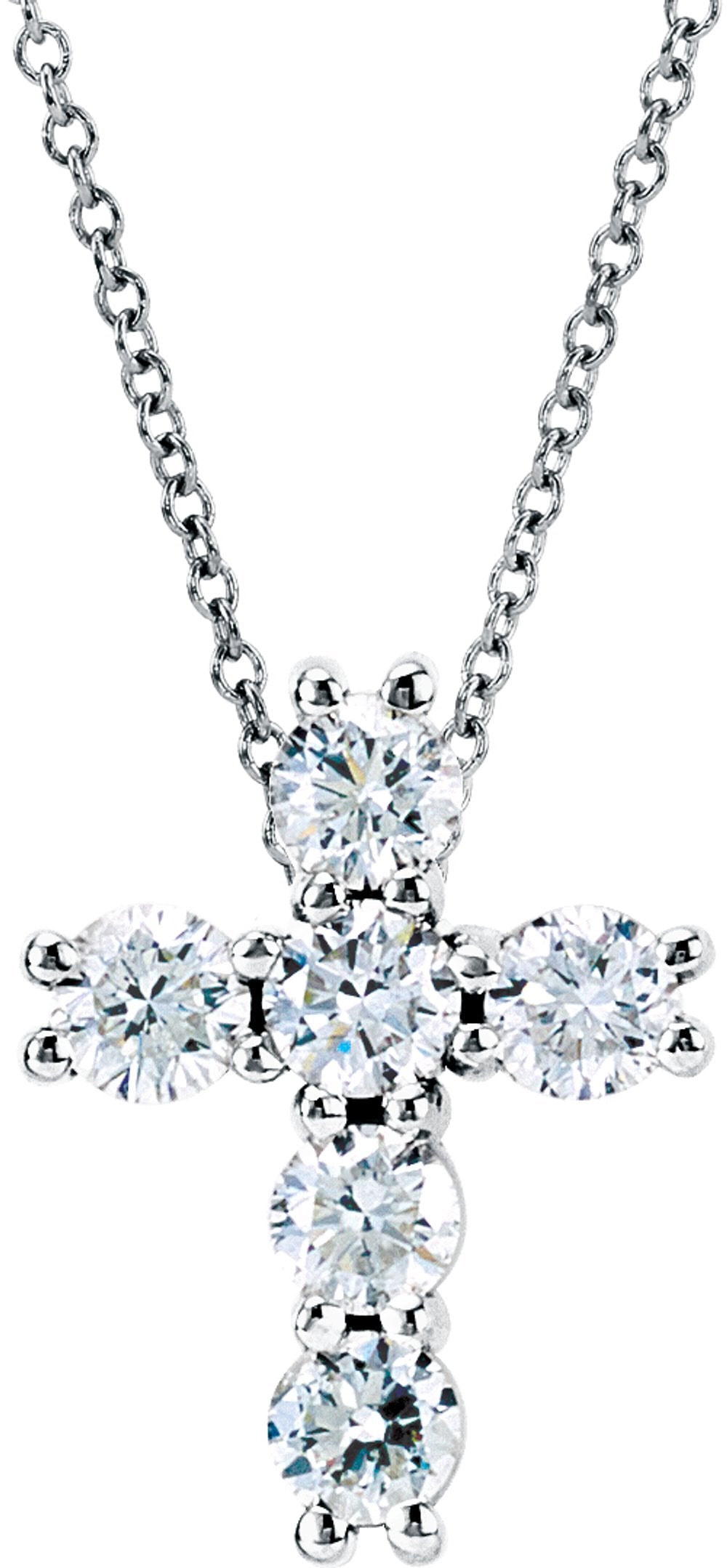 14K White Gold 1/2 CTW Lab-Grown Diamond Cross 18" Necklace