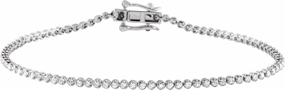14K White Gold 7/8 CTW Natural Diamond Line 7" Bracelet