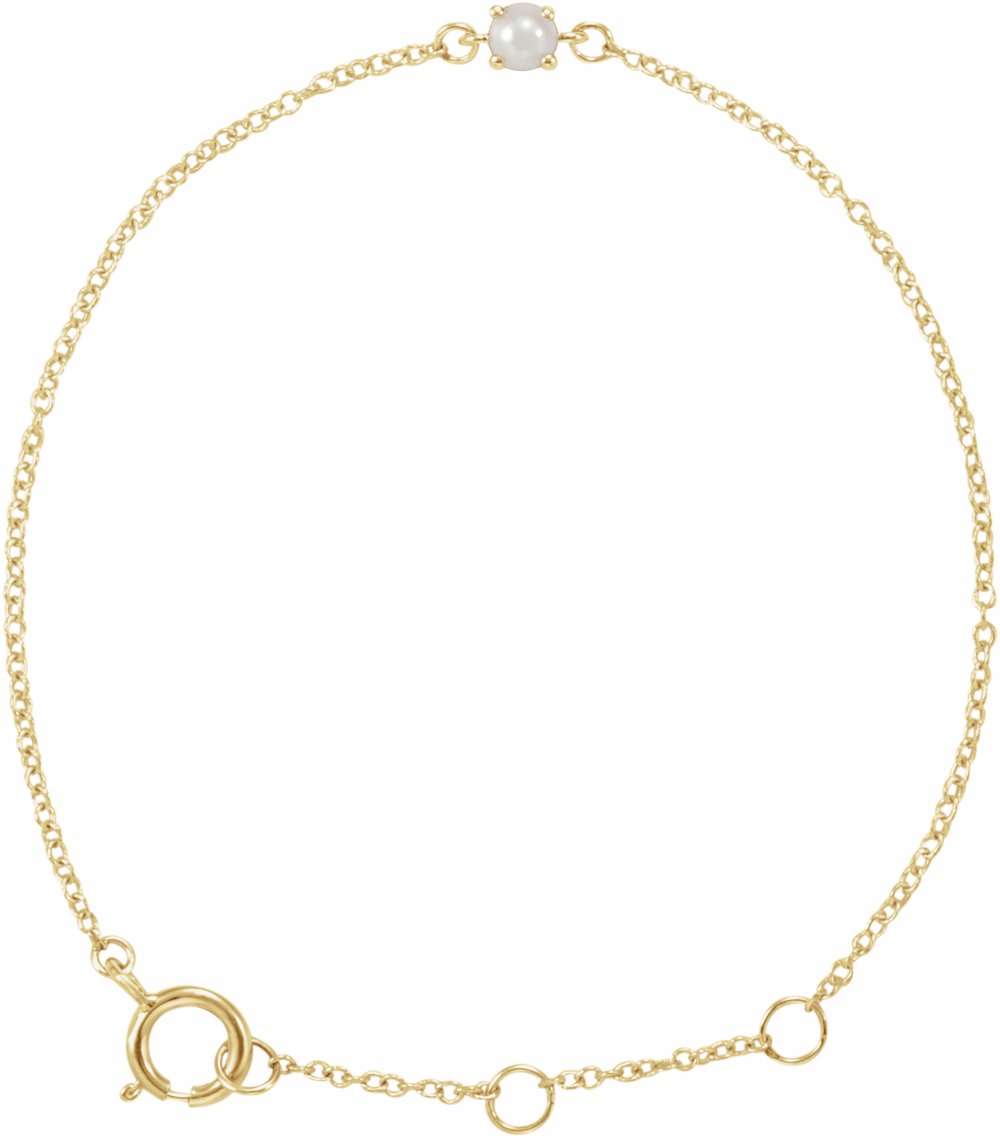 14K Yellow Gold Imitation Pearl Youth Birthstone 4 1/2-5 1/2" Bracelet