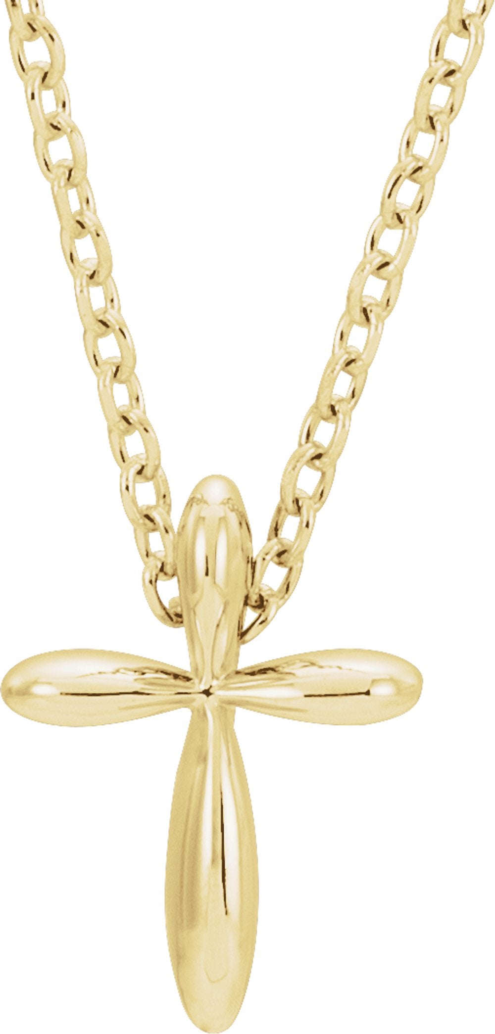 14K Yellow Gold 10x7.72 mm Cross 16-18" Necklace
