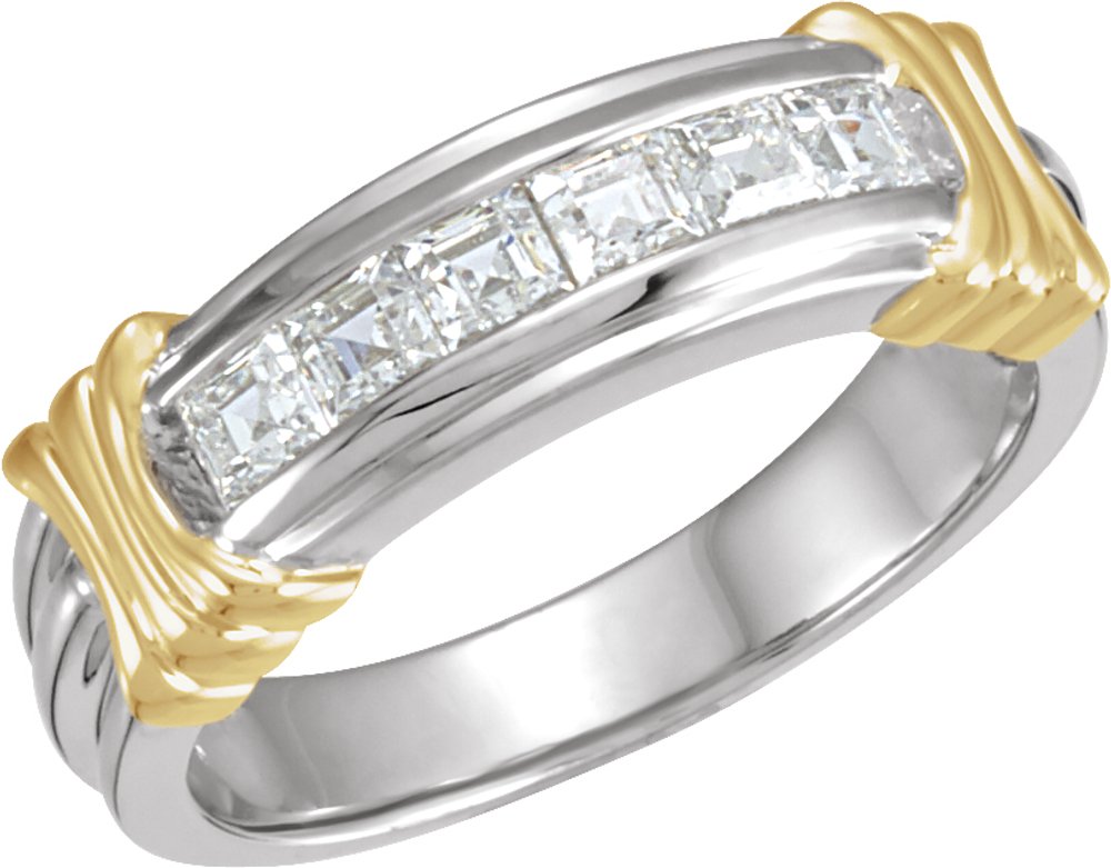 14K White/Yellow 1 CTW Natural Diamond Band