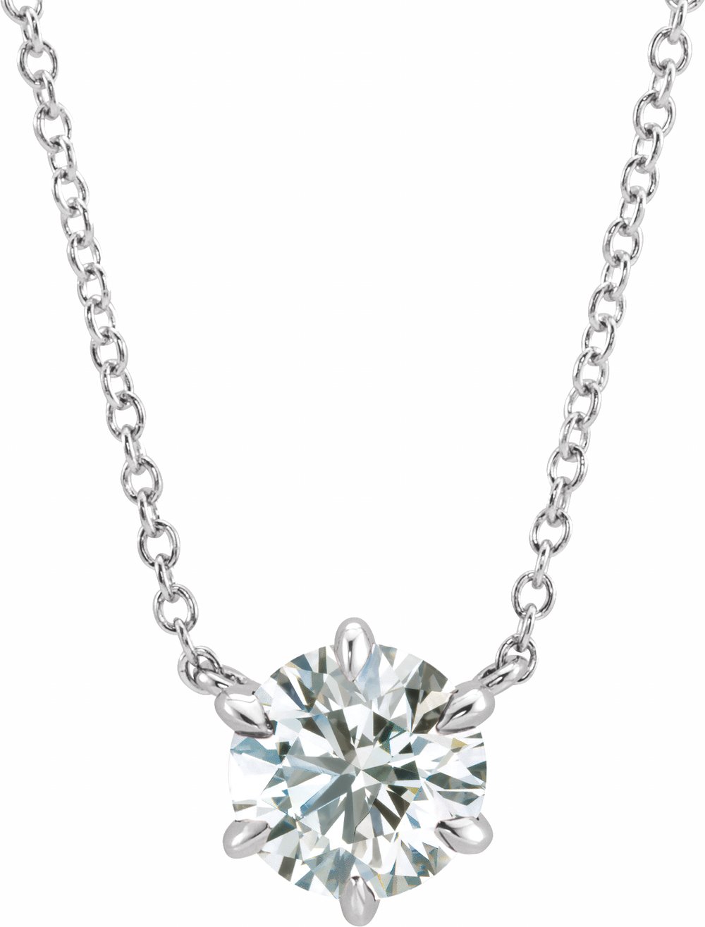 14K White Gold 1/3 CT Natural Diamond Solitaire 16" Necklace