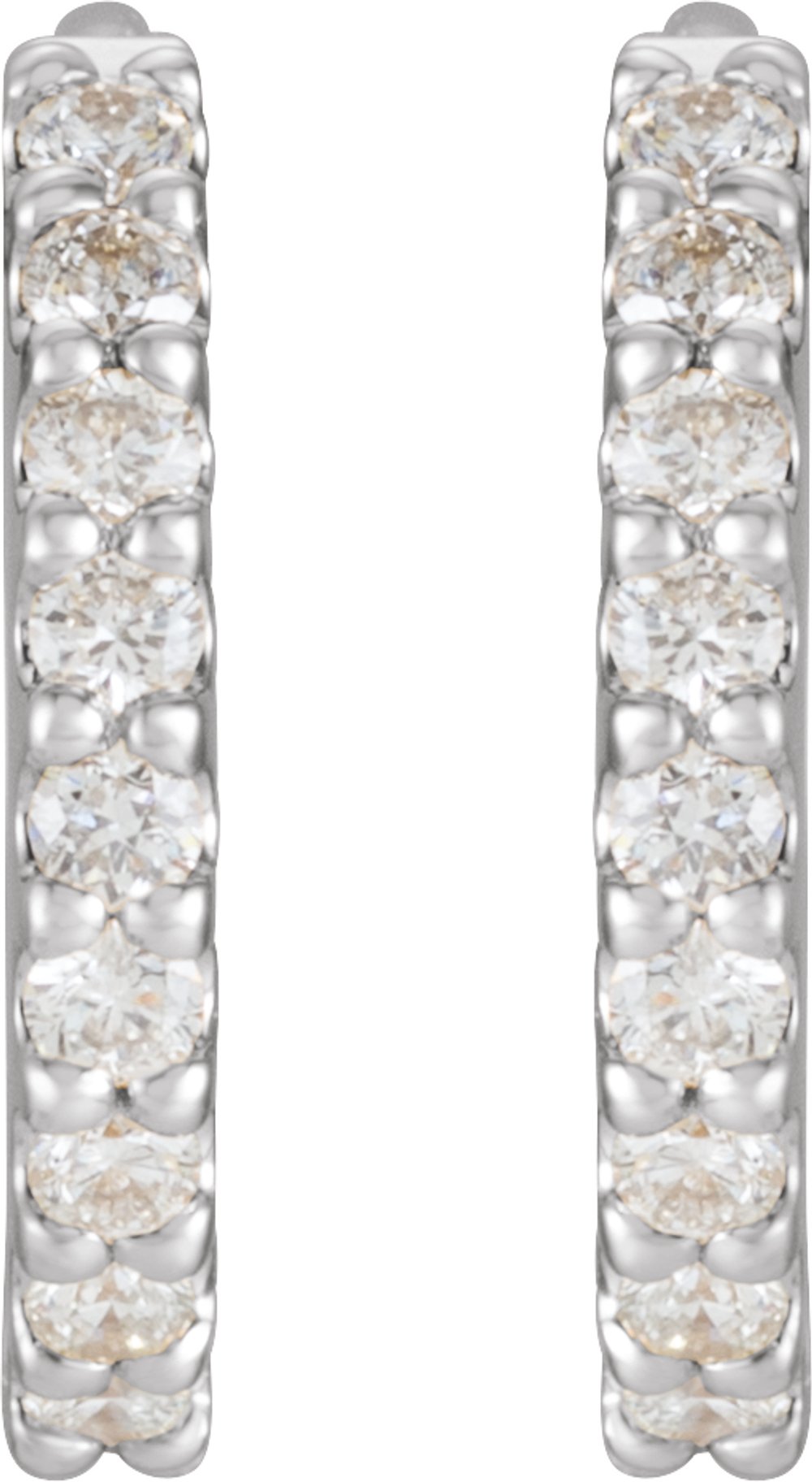 14K White 1/4 CTW Natural Diamond 10.32 mm Hoop Earrings