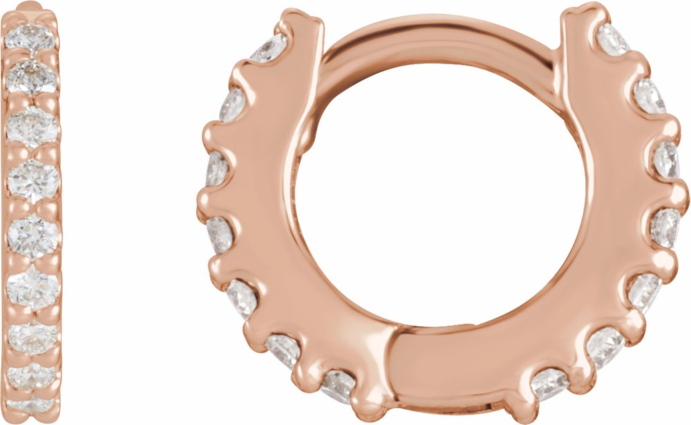 14K Rose Gold 1/4 CTW Natural Diamond 10.32 mm Hoop Earrings