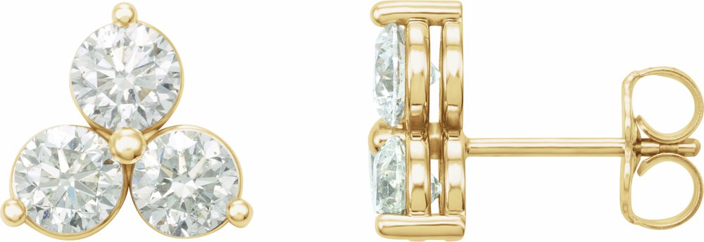 14K Yellow Gold 1/4 CTW Natural Diamond Three-Stone Earrings