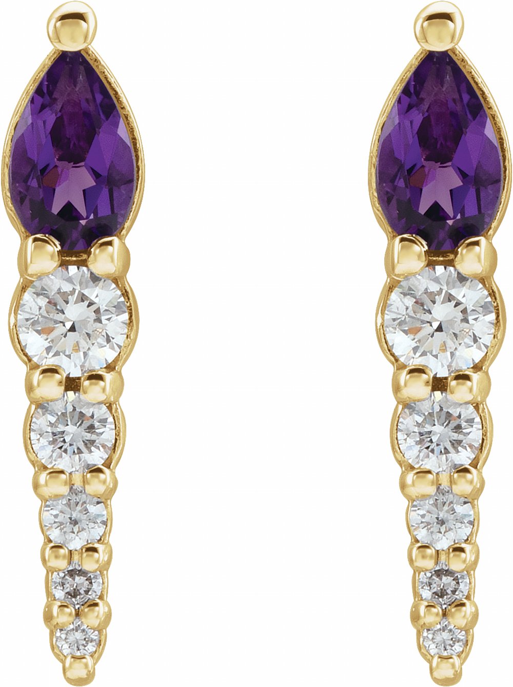 14K Yellow Natural Amethyst & 1/4 CTW Natural Diamond Earrings