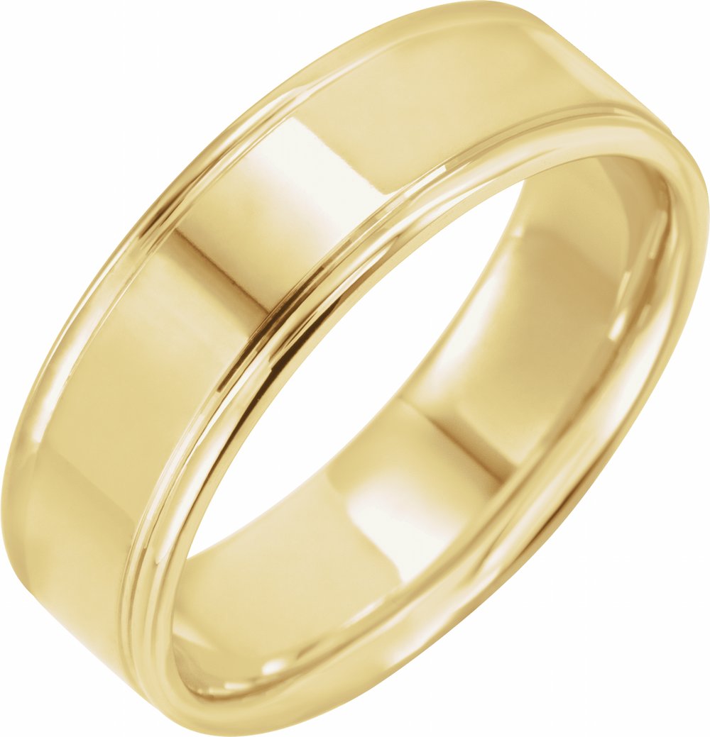 10K Yellow Gold 7 mm Grooved Comfort-Fit Flat Band Size 9.5