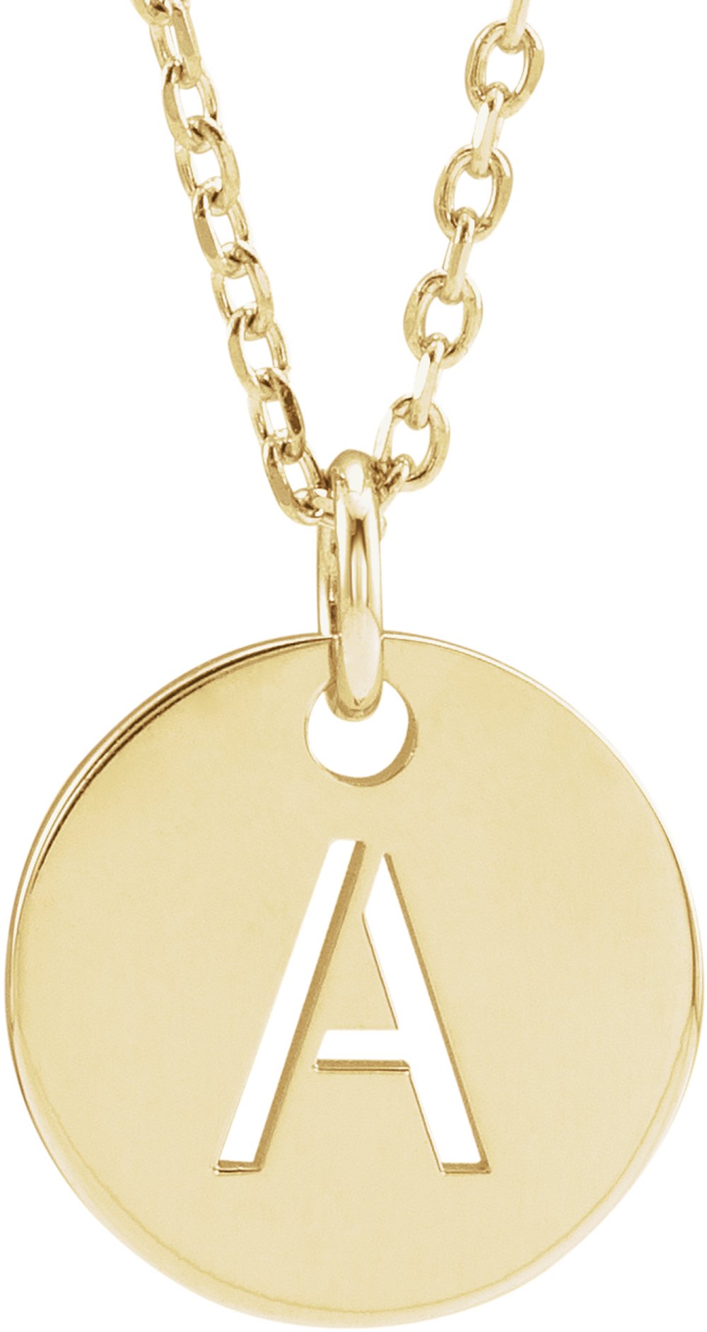 14K Yellow Gold Initial A 16-18" Necklace