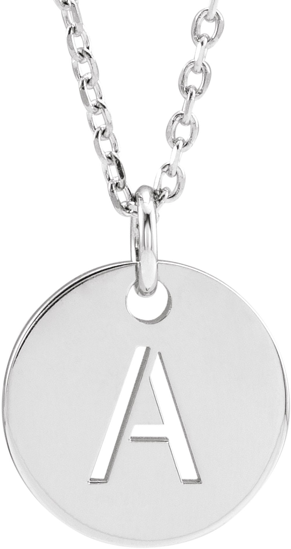 14K White Gold Initial A 16-18" Necklace