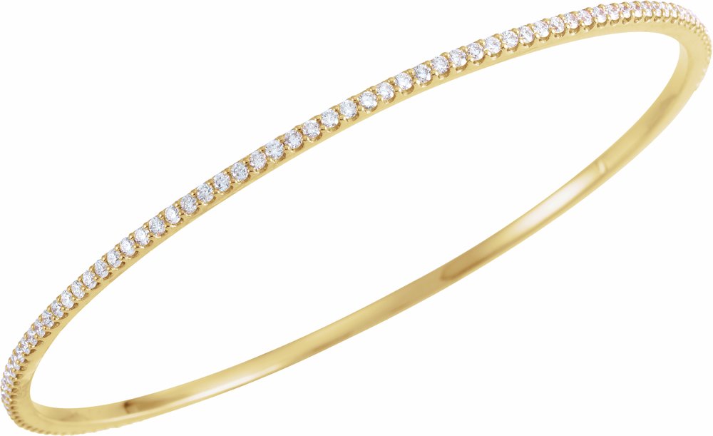 14K Yellow Gold 2 CTW Natural Diamond Stackable Bangle 8" Bracelet