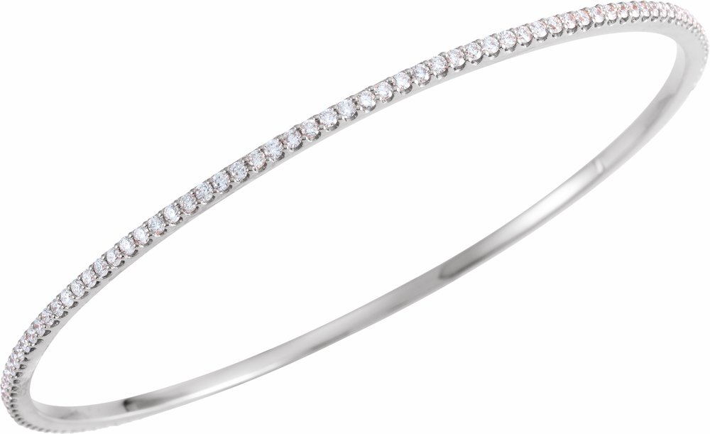 14K White Gold 2 CTW Natural Diamond Stackable Bangle 8" Bracelet