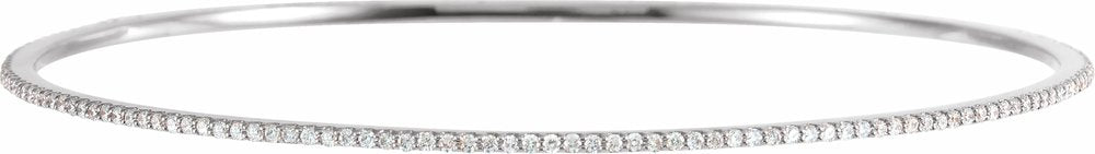 14K White Gold 1 CTW Lab-Grown Diamond Stackable Bangle 8" Bracelet