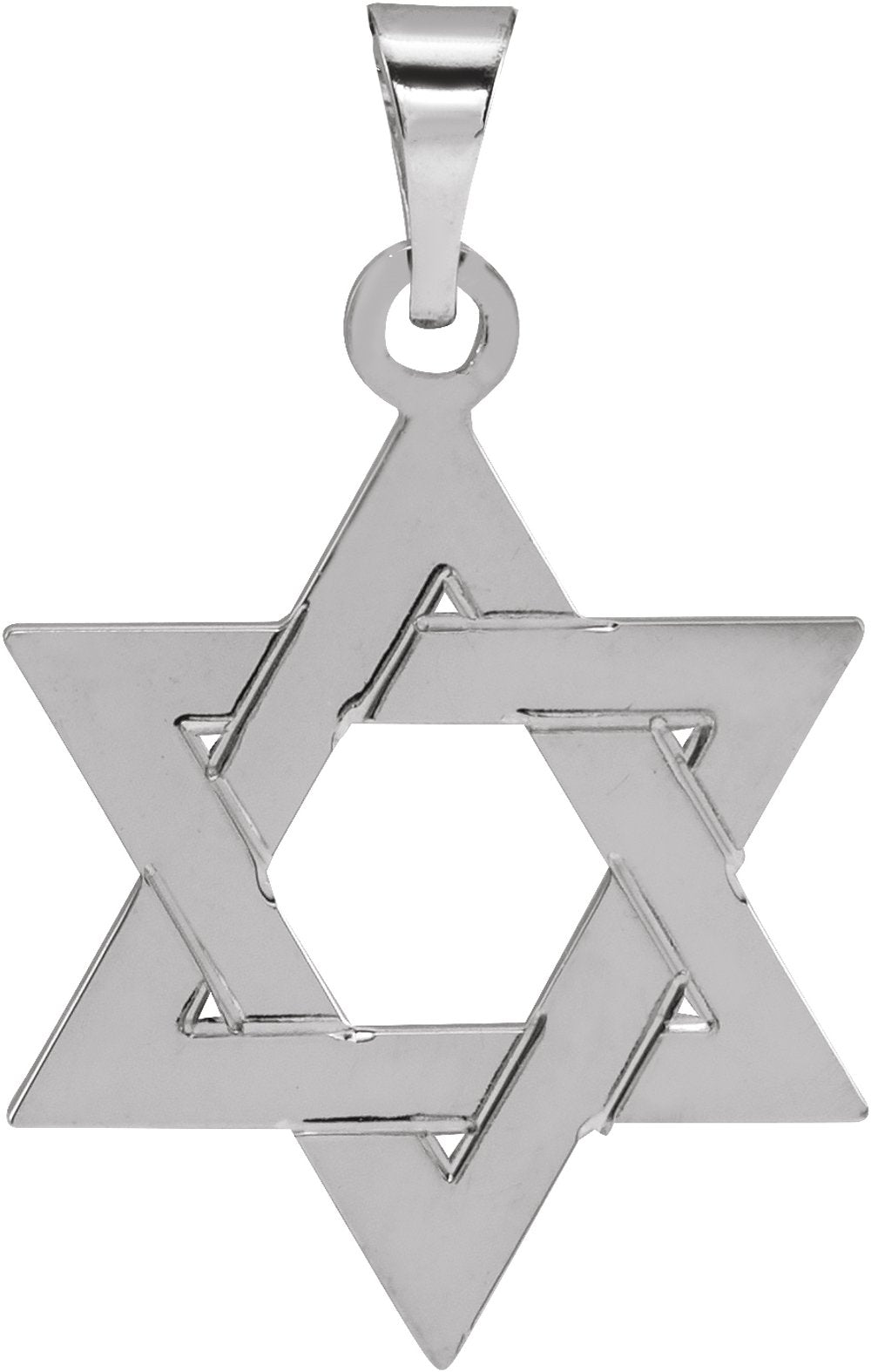 14K White Gold 17x15 mm Star of David Pendant