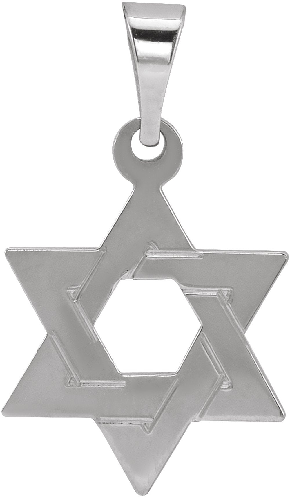 14K White Gold 14x12 mm Star of David Pendant