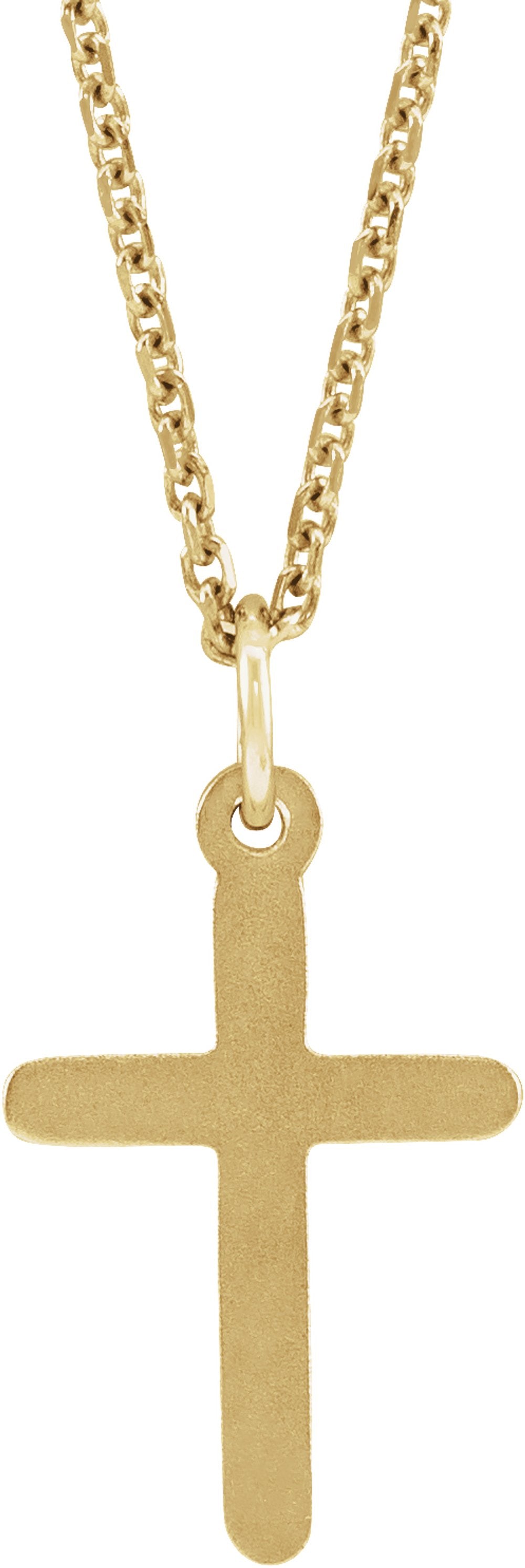 14K Yellow Gold Cross 18" Necklace