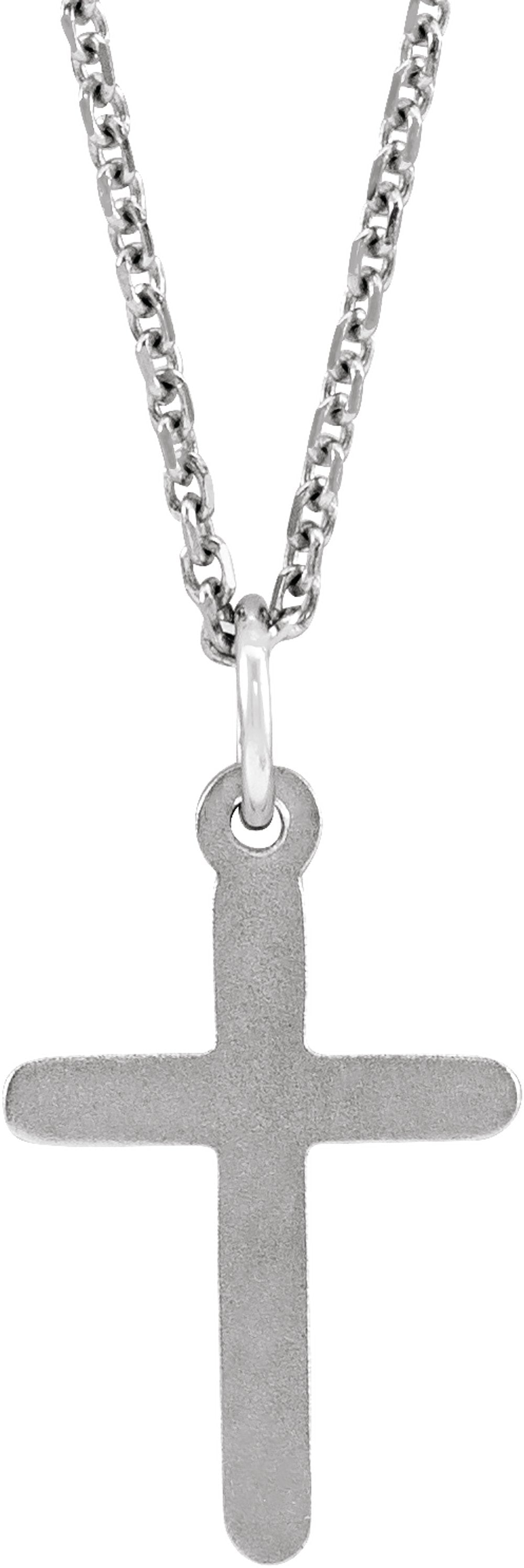 14K White Gold Cross 18" Necklace
