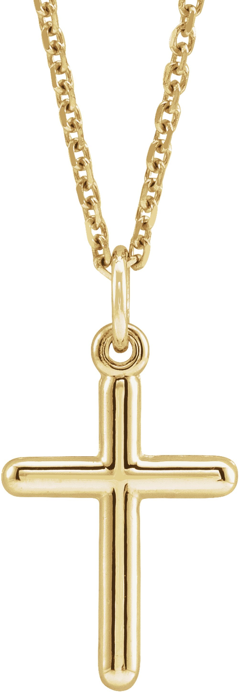 14K Yellow Gold Cross 18" Necklace