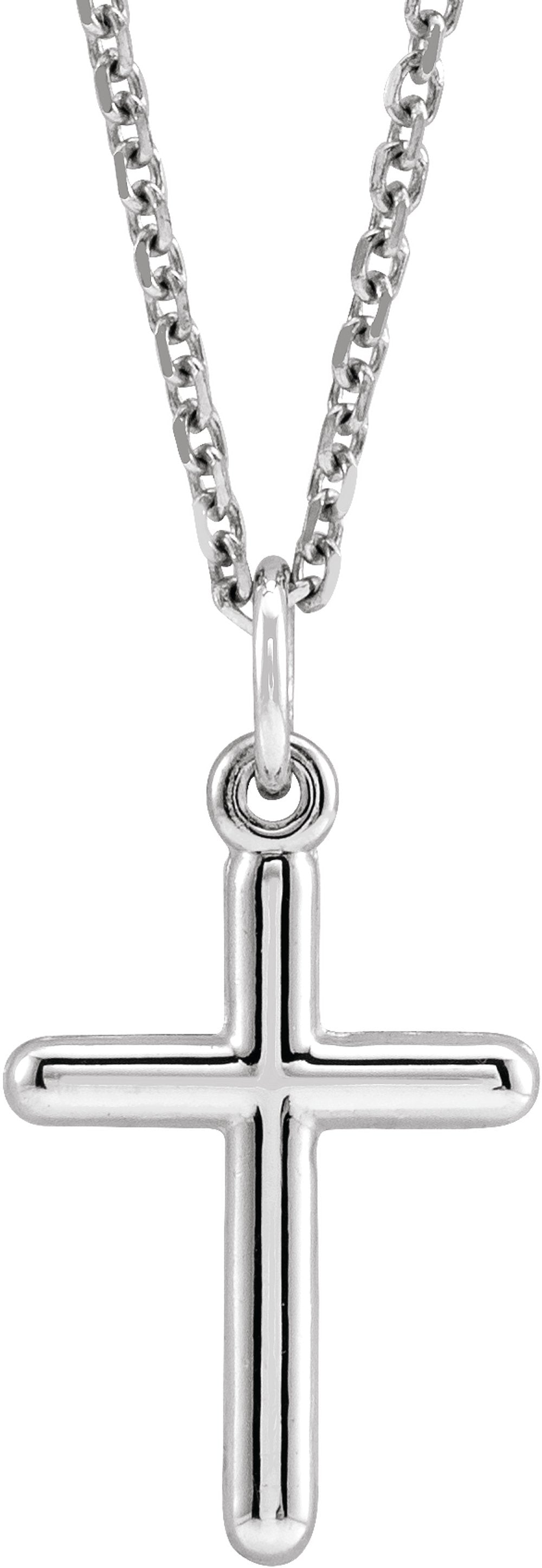 14K White Gold Cross 18" Necklace