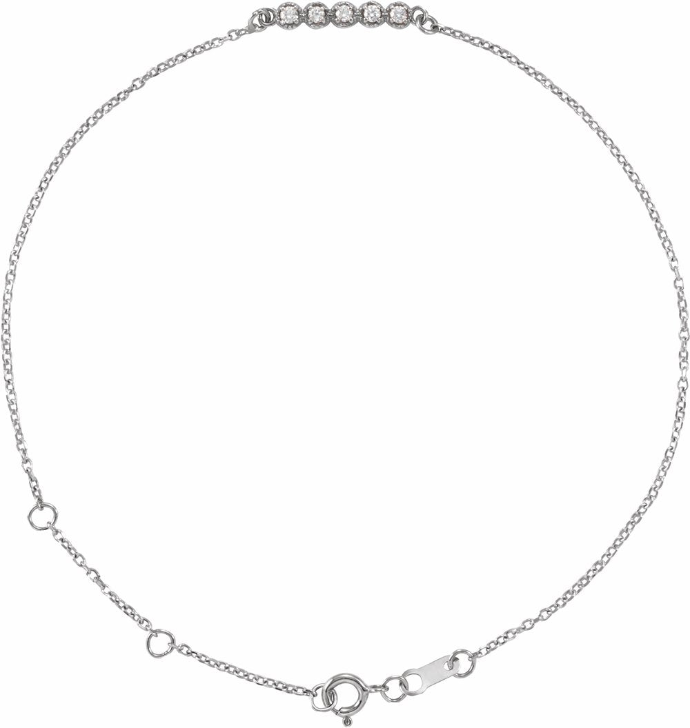 14K White Gold .07 CTW Natural Diamond Bar 6 1/2-7 1/2" Bracelet