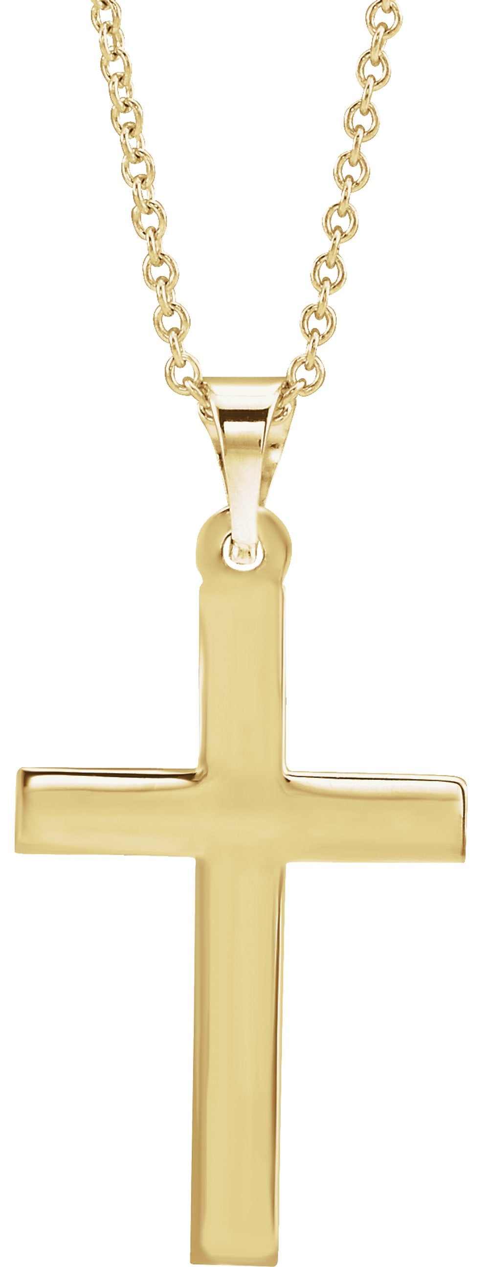 14K Yellow Gold Cross 18" Necklace
