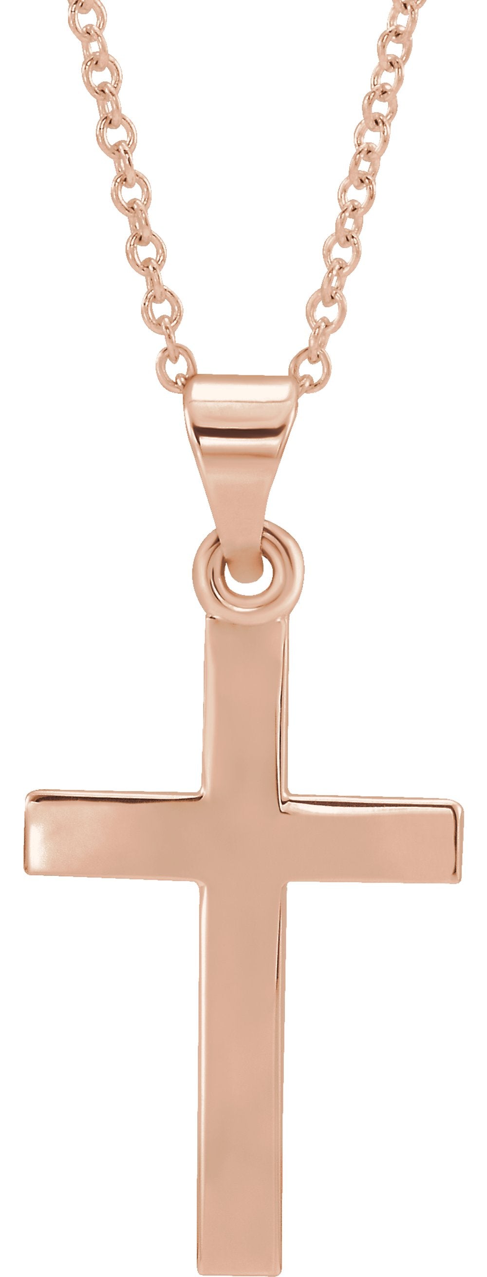 14K Rose Cross 18" Necklace