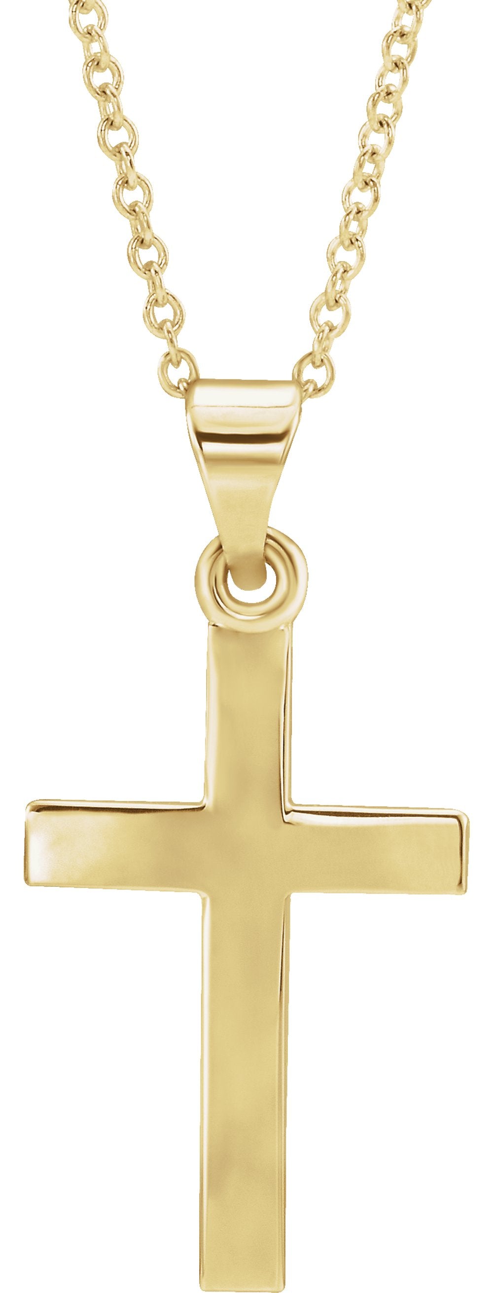 14K Yellow Gold Cross 18" Necklace